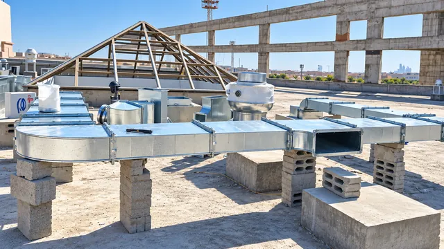 Galvanised (GI) ductwork runs on the roof