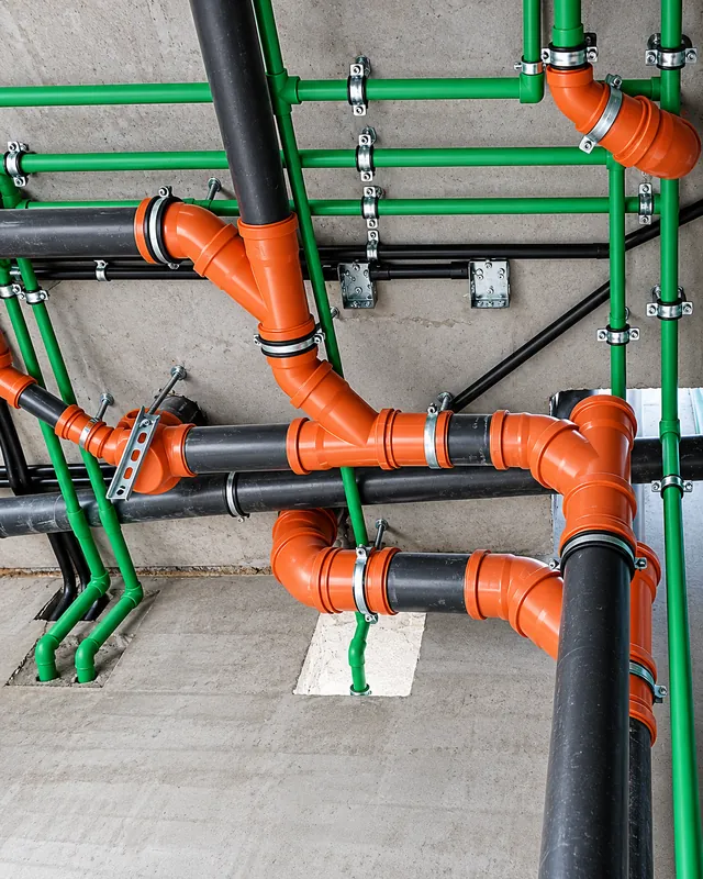 Drainage fittings inside a service shaft