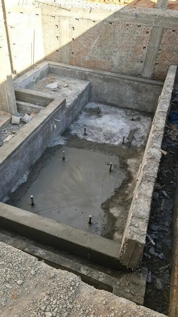 Concrete basin structure after casting