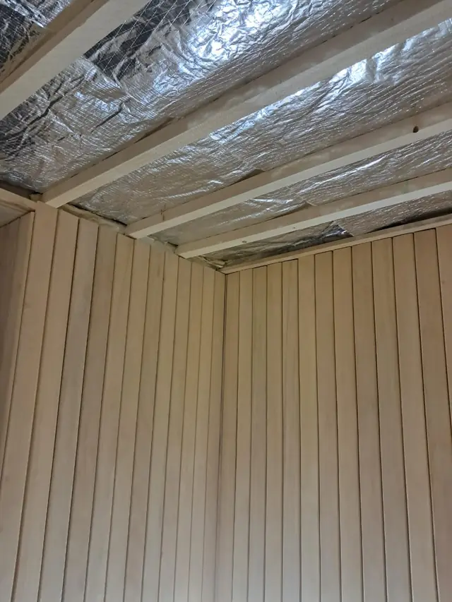 Reflective ceiling insulation before cladding