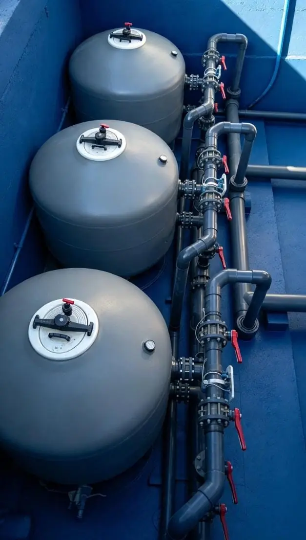 Battery of parallel sand filters