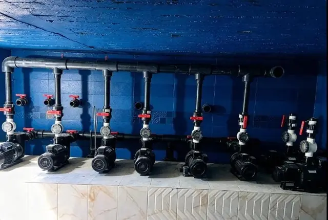 Pump manifold with UPVC pipework and valves
