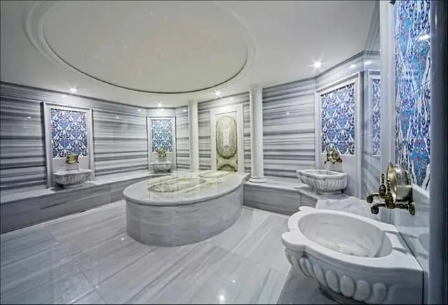Domed hammam with marble basin